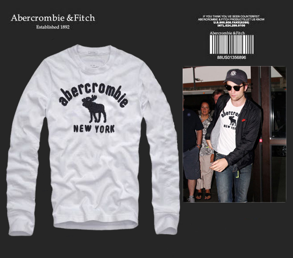 Abercrombie Fitch Hombres De Cuello Redondo Con Gente Fotos Largo Remera AF6129